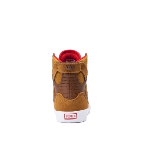 Supra Kids SKYTOP High Top Shoes Tan/white | US-72683